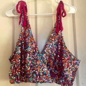 Free People sequin crop top
